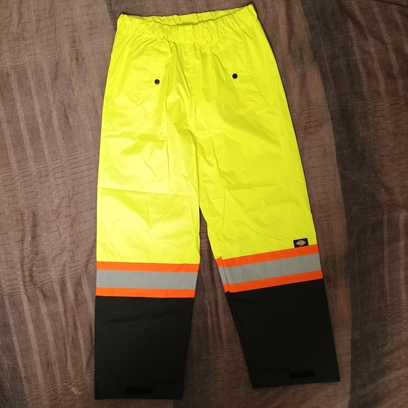 Dickies Hi Vis 2-Piece Safety Rain Suit yellow black orange 3M men size MEDIUM - Picture 4 of 13
